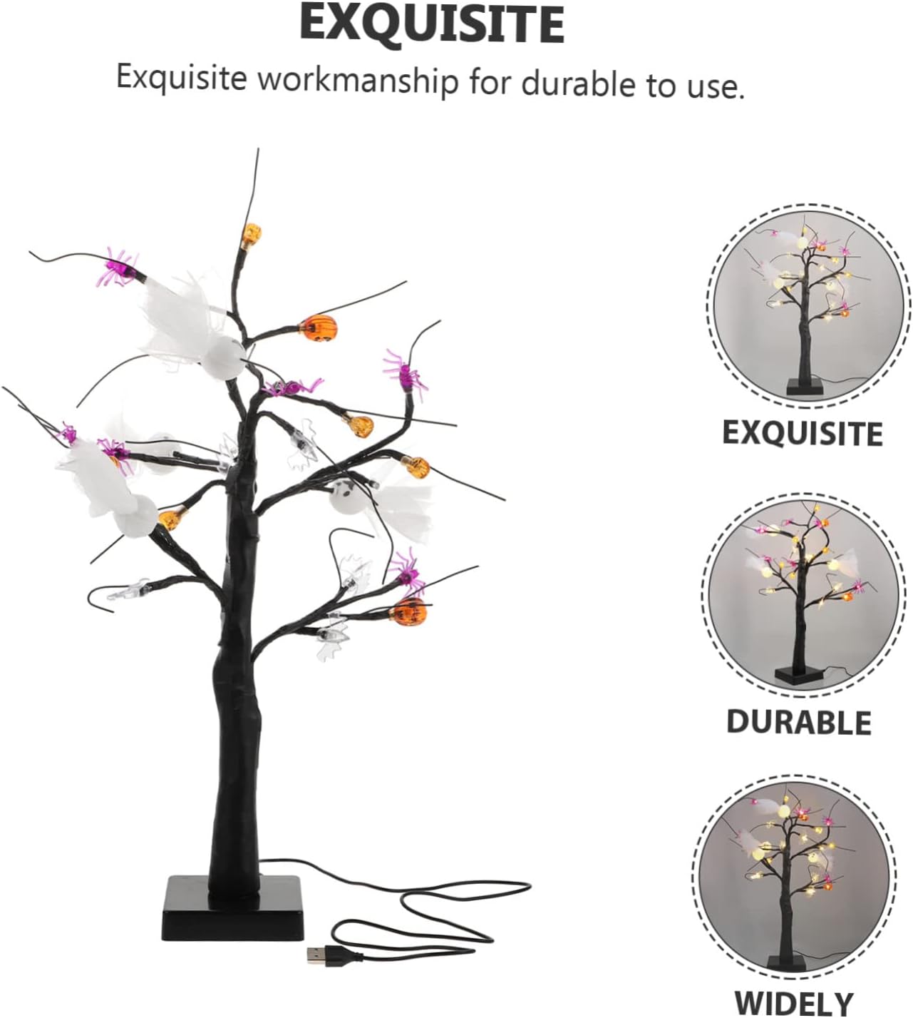 Led Halloween Decor Pumpkin Spider Lantern Night Light Dual-use Tabletop Glow Tree for Home Bar Party Scene