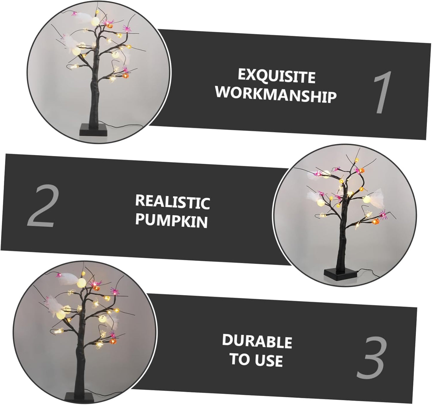 Led Halloween Decor Pumpkin Spider Lantern Night Light Dual-use Tabletop Glow Tree for Home Bar Party Scene