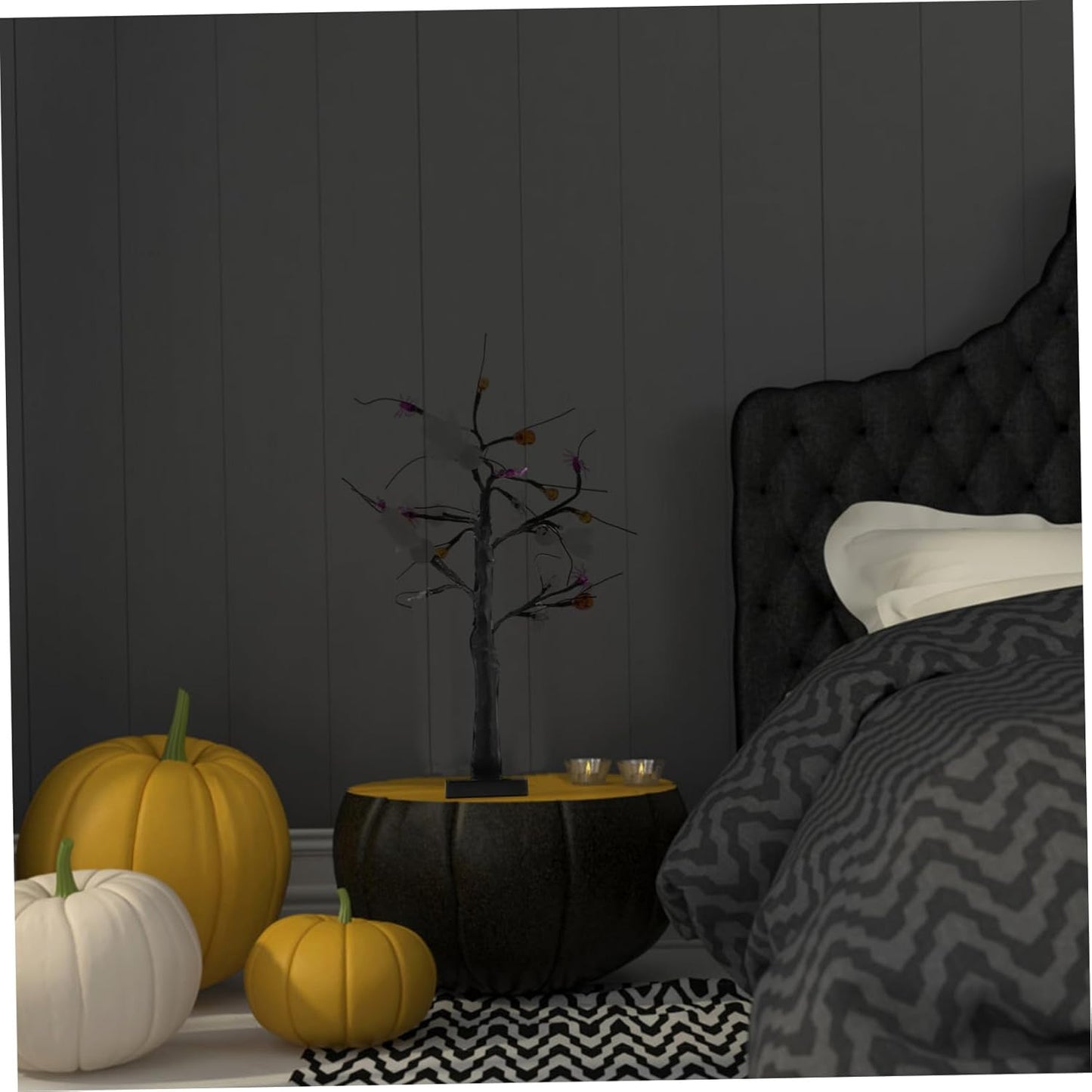 Led Halloween Decor Pumpkin Spider Lantern Night Light Dual-use Tabletop Glow Tree for Home Bar Party Scene