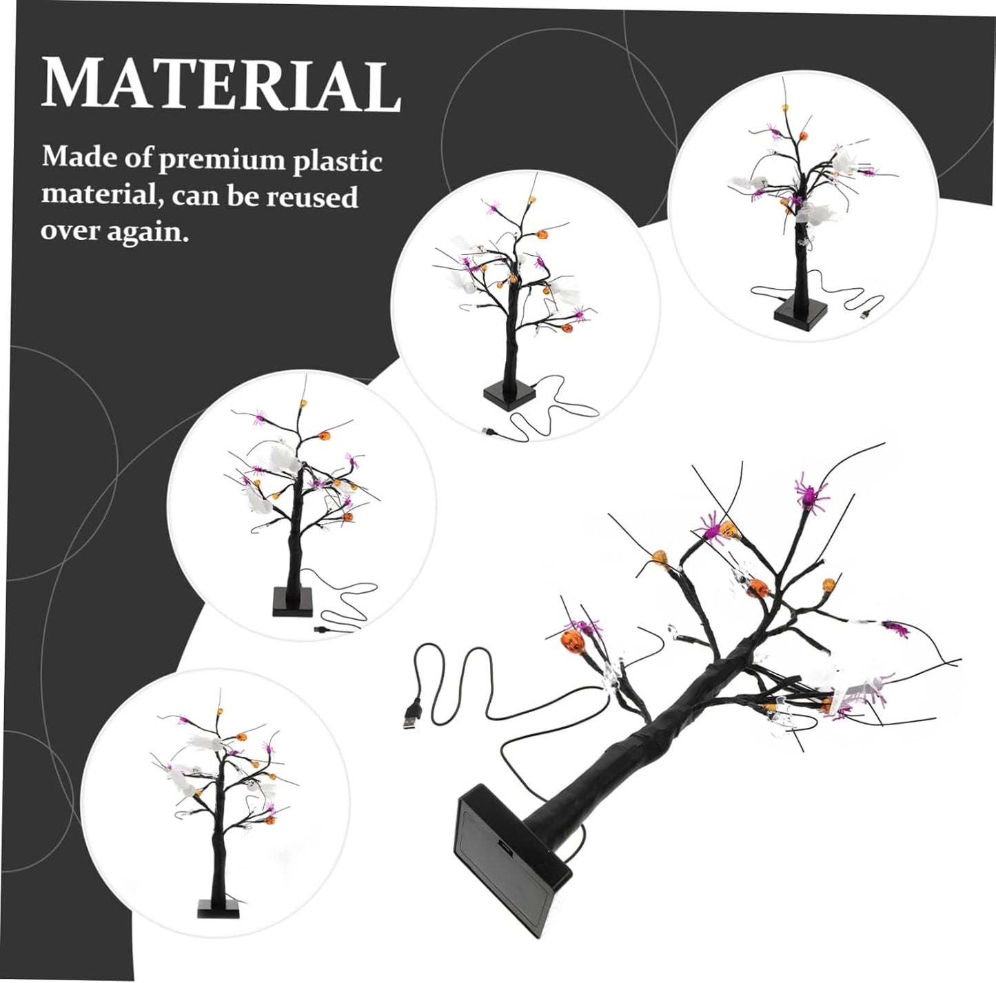 Led Halloween Decor Pumpkin Spider Lantern Night Light Dual-use Tabletop Glow Tree for Home Bar Party Scene