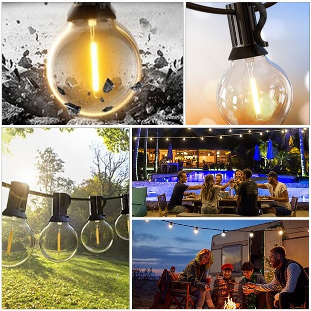 48FT Festoon Outdoor String LED Light Mains Powered 1W Bulbs(50Pcs)Garden Light