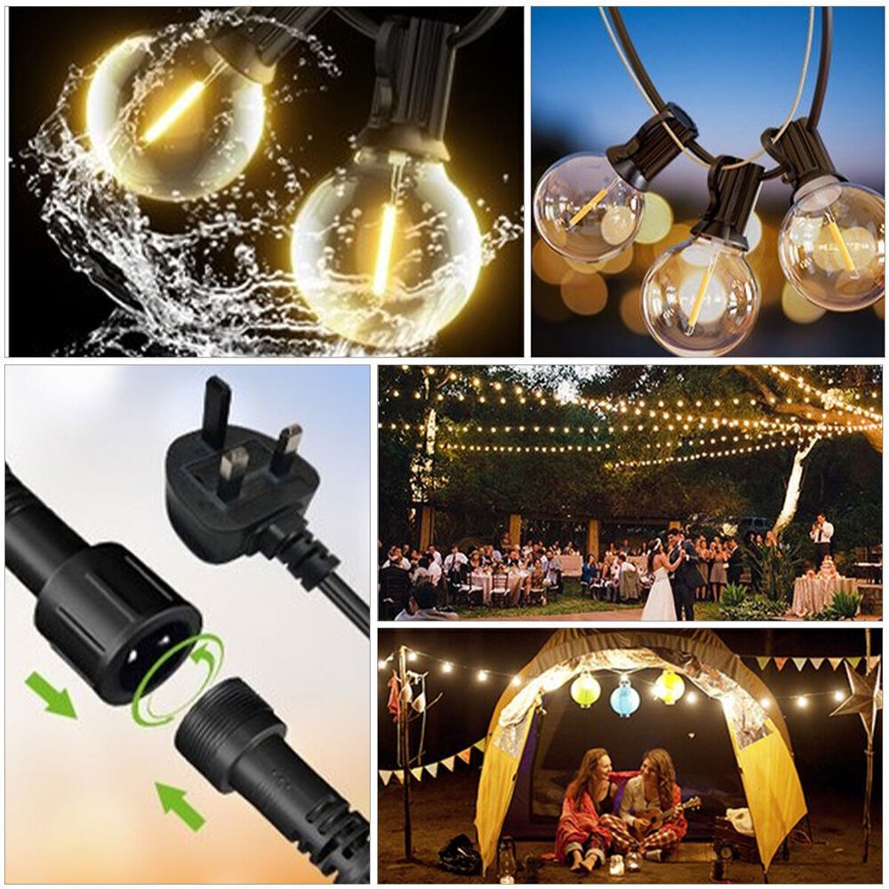 48FT Festoon Outdoor String LED Light Mains Powered 1W Bulbs(50Pcs)Garden Light