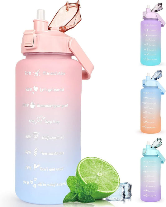 2L Motivational Water Bottle Time Marker BPA Free Gym Fitness & Office Sport Jug