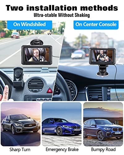 Baby Car Camera,1080P Baby Car Mirror 4.3'' Display For Rear Seat, Night Vision