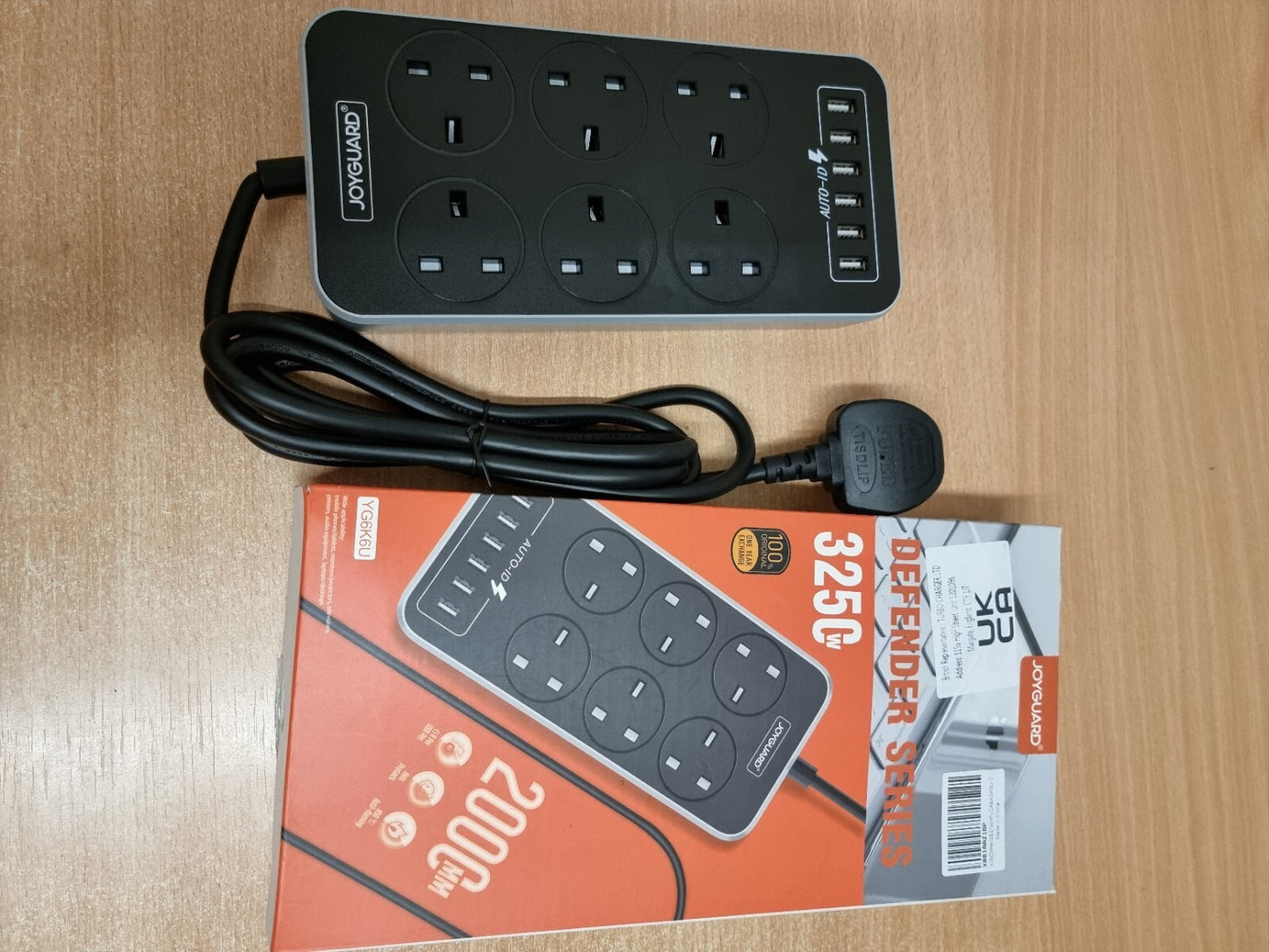 Joyguard 6-port USB power strip with surge protection and 2 meter cable 6 ports