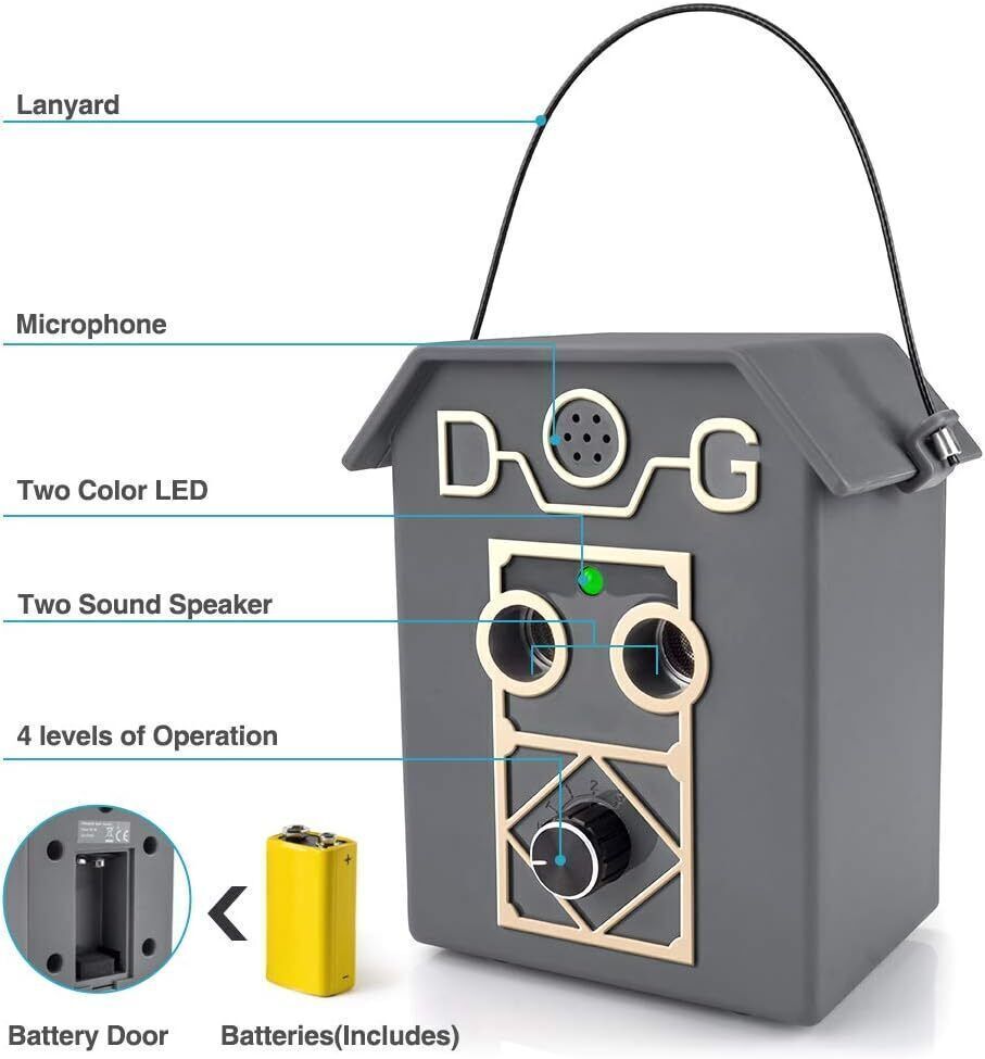 Anti Barking Device, with 2 Ultrasonic Sound Speaker, Detects up to 50 Feet