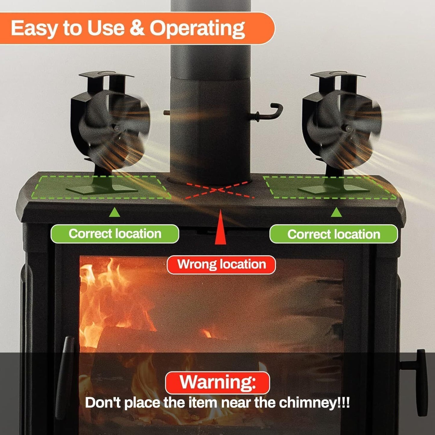 5 Blades Heat Powered Stove Fan Log Burner Fan Circulating Warm Air Saving