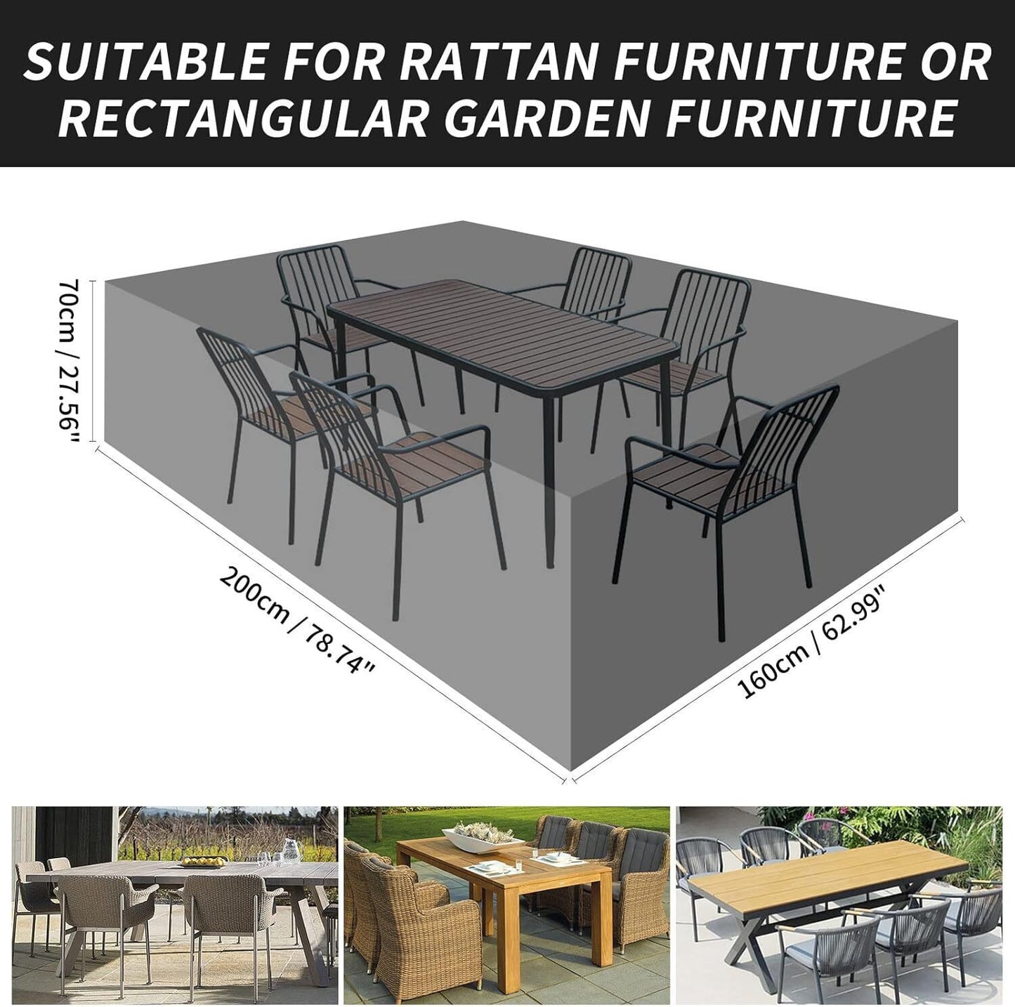 Heavy Duty Waterproof Garden Patio Furniture Cover for Rattan Table Cube Outdoor