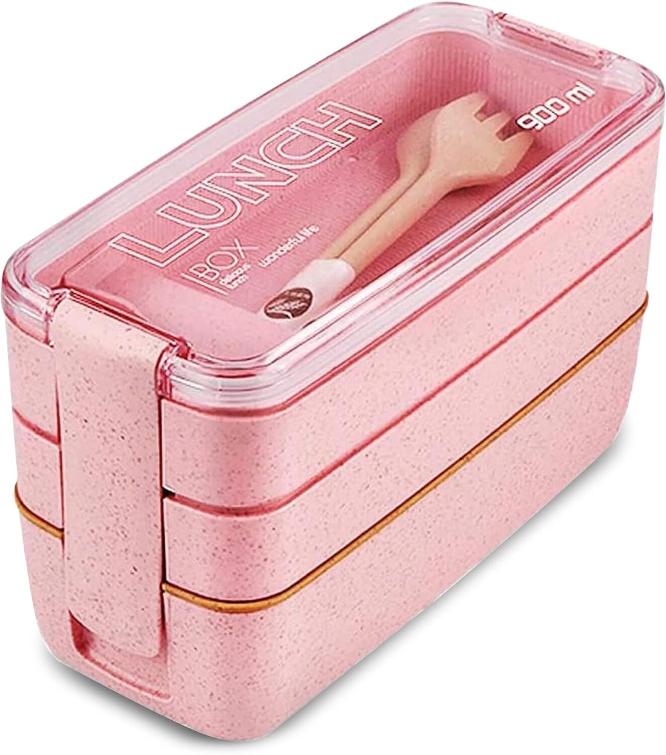 Lunch Box Bento Boxes Food Storage Container With 3 Compartments+Cutlery Set