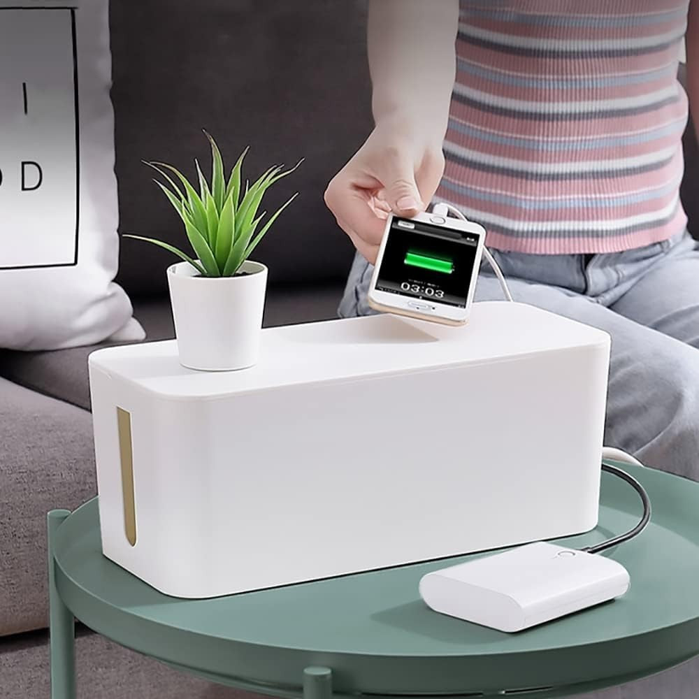 2 Sets of Cable Tidy Box, White ABS Material For Hiding Messy Cables Wire