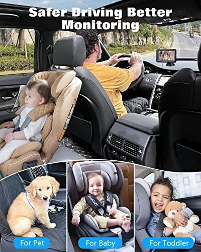 Baby Car Camera,1080P Baby Car Mirror 4.3'' Display For Rear Seat, Night Vision