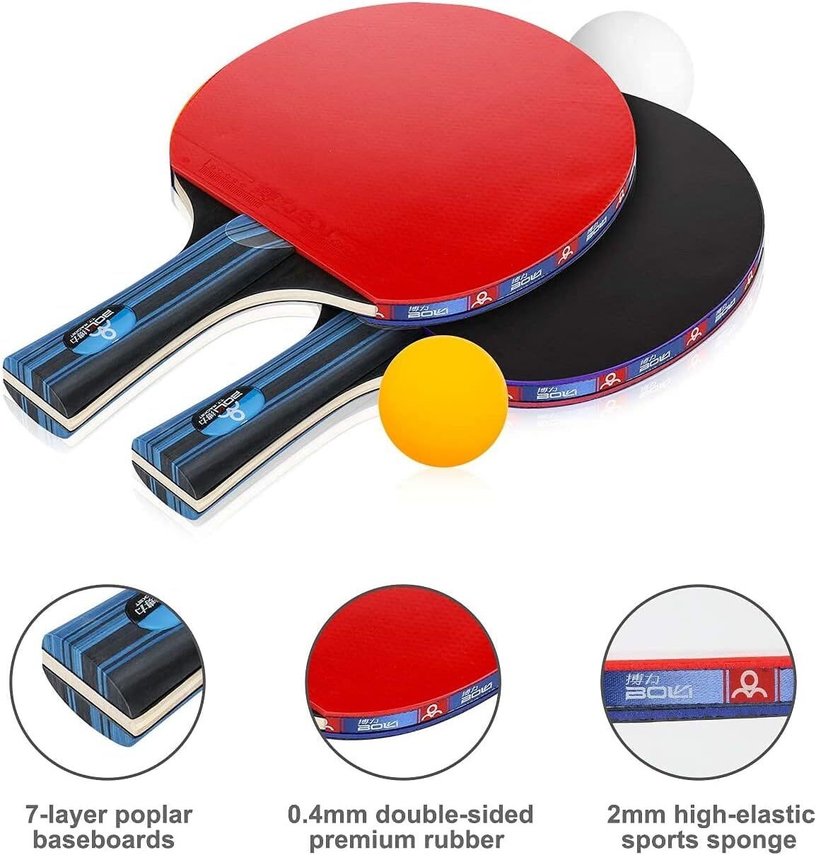 New Speed and Spin PPong Table Tennis Set / rackets with 4 Bats,8 Balls & Bag