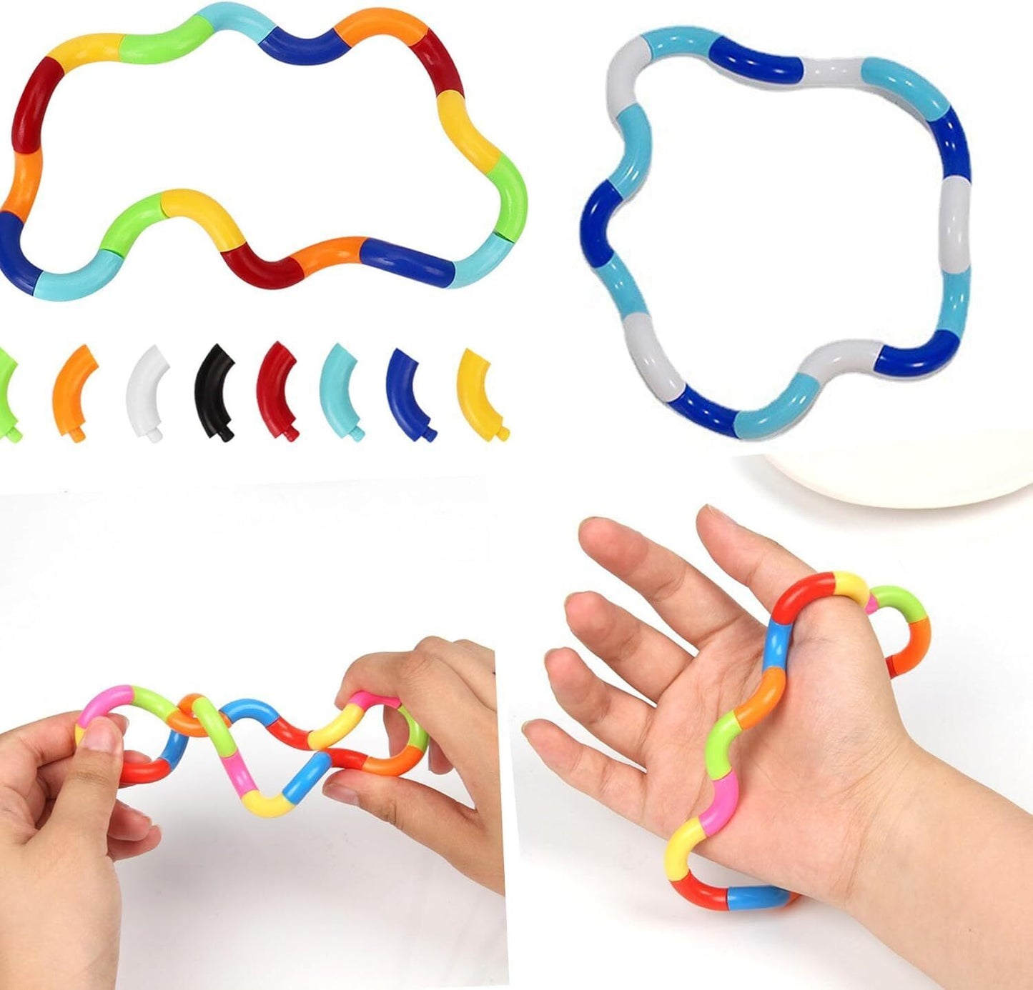 8 Pcs Tangle Fidget Toy Relax Anxiety Stress Twist Fiddle ADHD Sensory Aid Kids