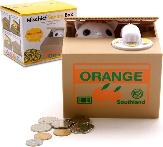 Cartoon Children Piggy Bank, Cat Stealing Money Coins, Creative Bank Gifts