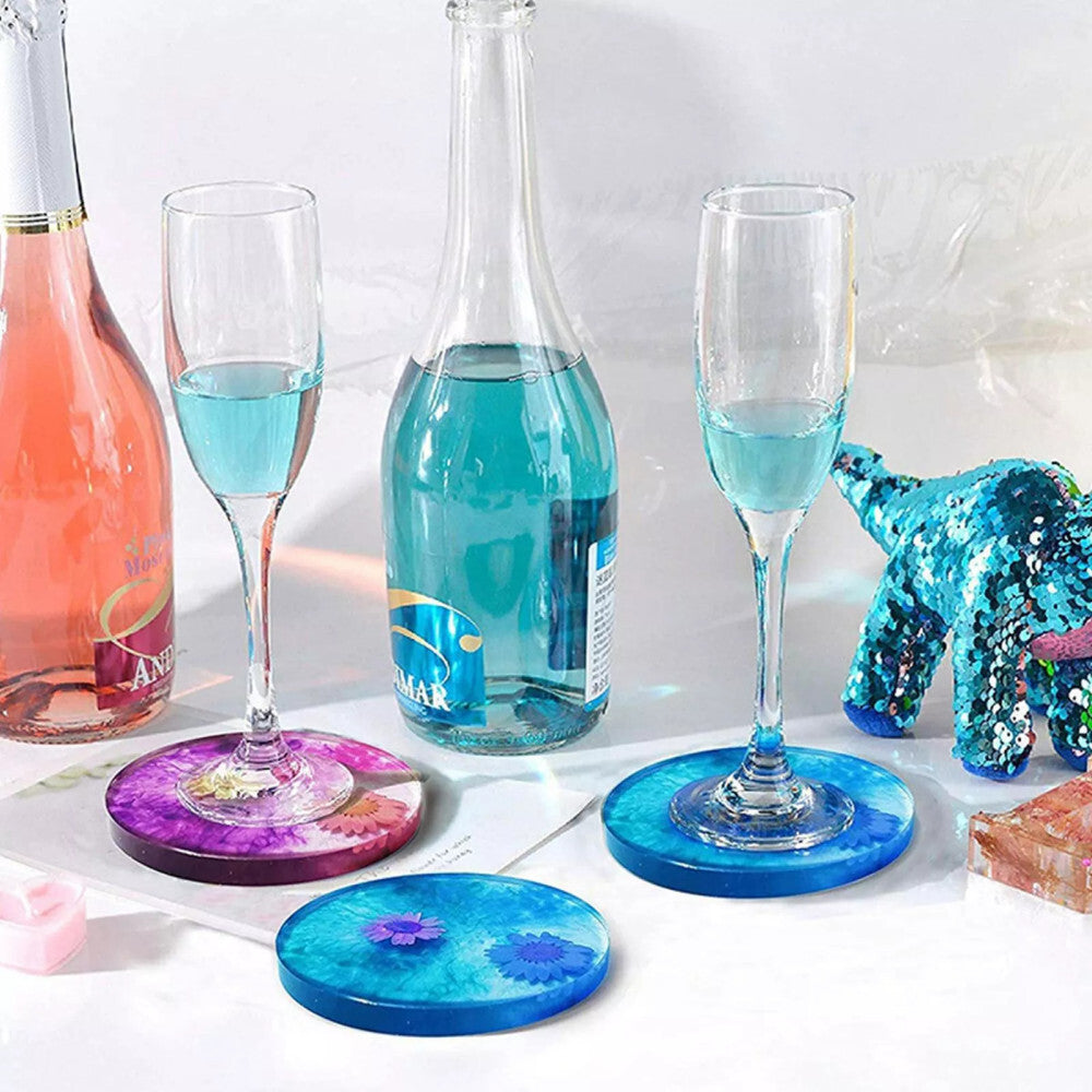 15 Pcs Coaster Resin Moulds Silicone, with Round Square Octagon Shape Holder