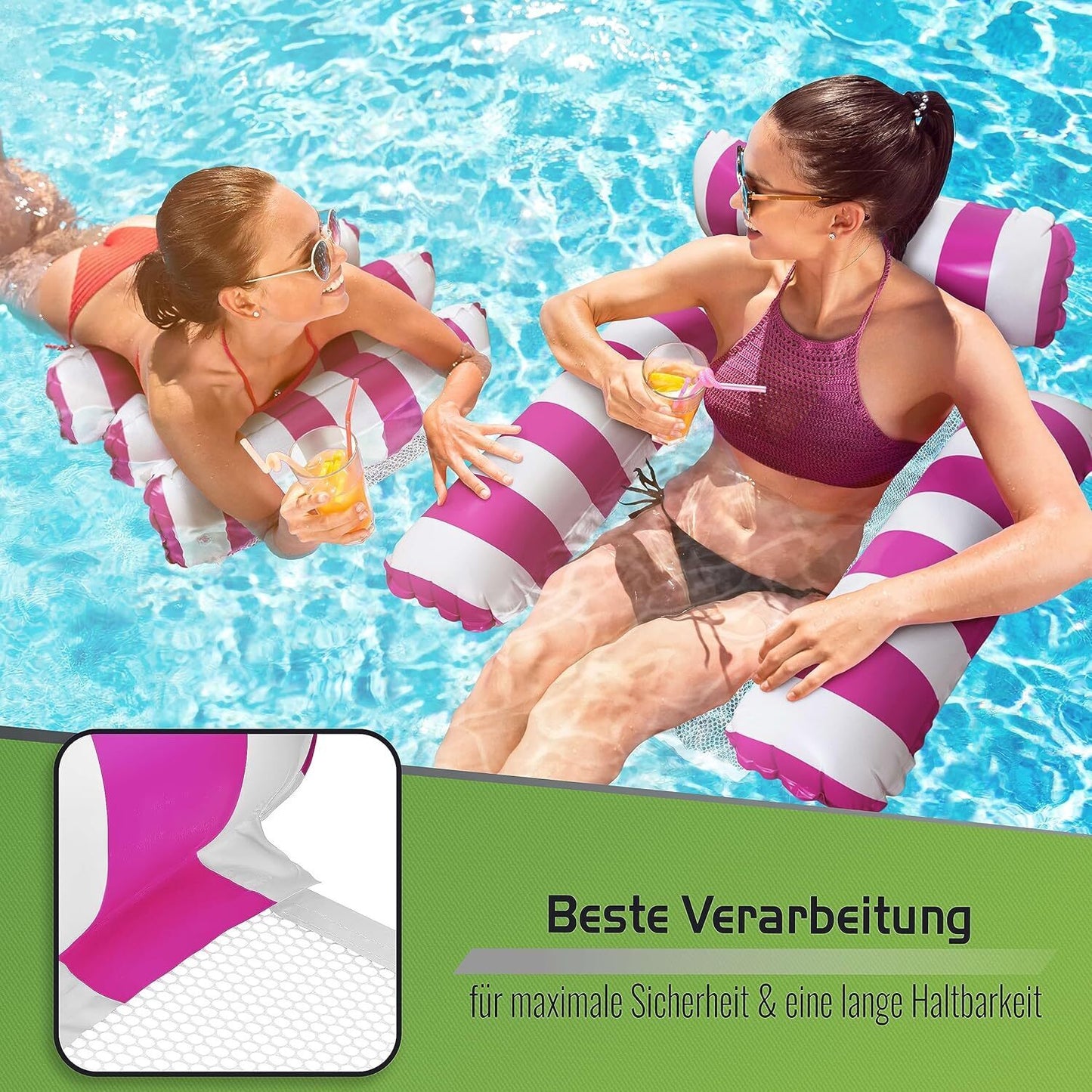 Water Hammock Float Lounger Swimming Pool Inflatable Recliner Air Mattress Chair