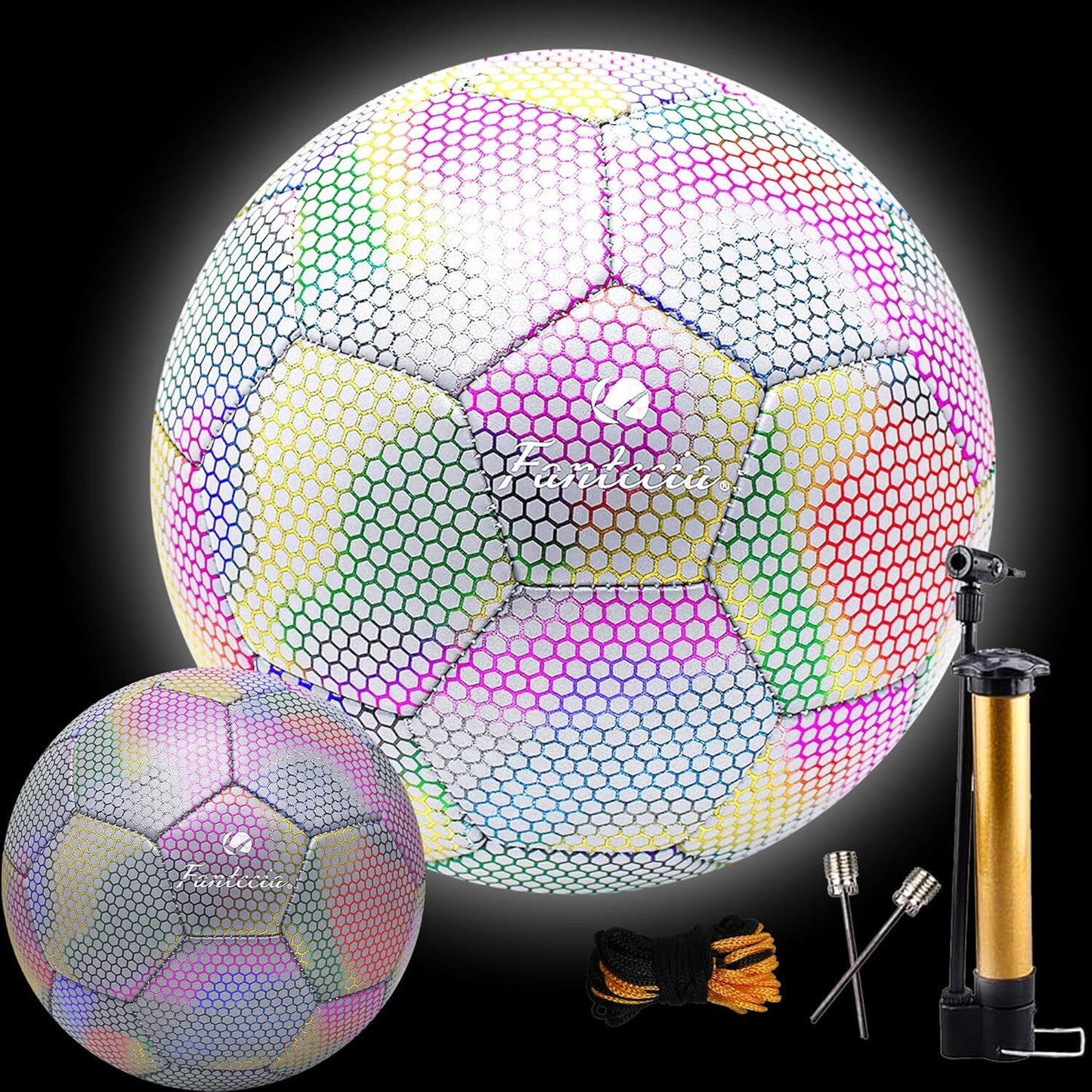 Reflective Football Night Glow Footballs Glow in the Dark Soccer Ball Size 5 UK