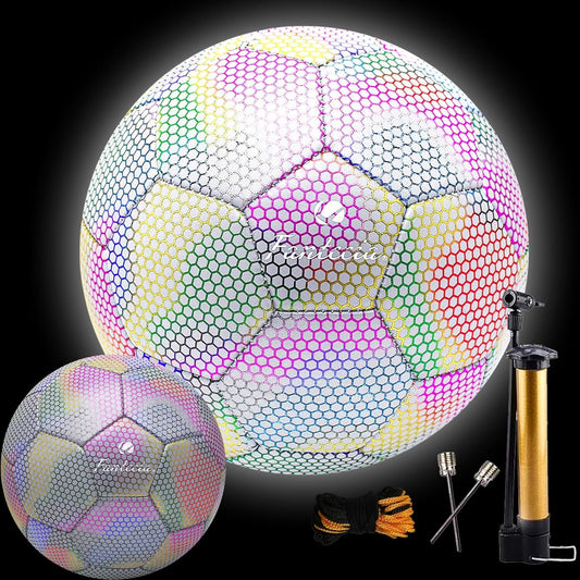 Reflective Football Night Glow Footballs Glow in the Dark Soccer Ball Size 5 UK