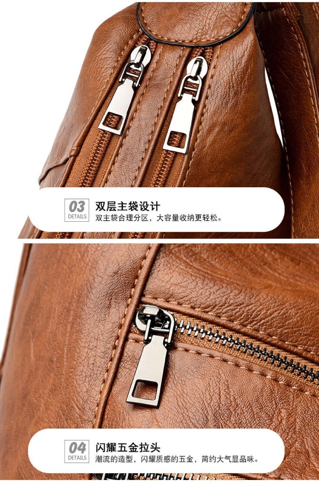 New Lady Handbags Shoulder Bags Soft Leather for Women Large Capacity Brown