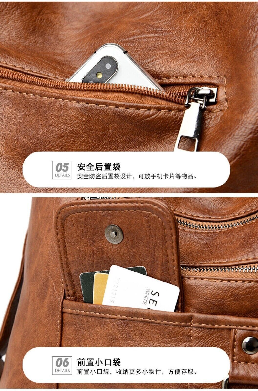 New Lady Handbags Shoulder Bags Soft Leather for Women Large Capacity Brown