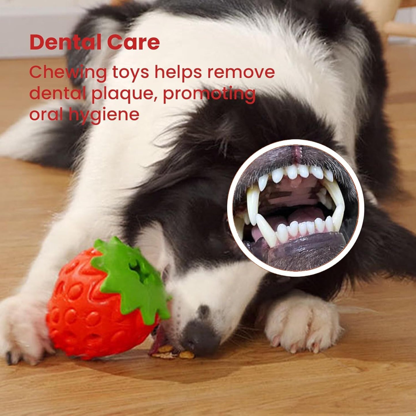 Strawberry Flavor Chew Toy for Aggressive Chewers, Dog Toothbrush Toy