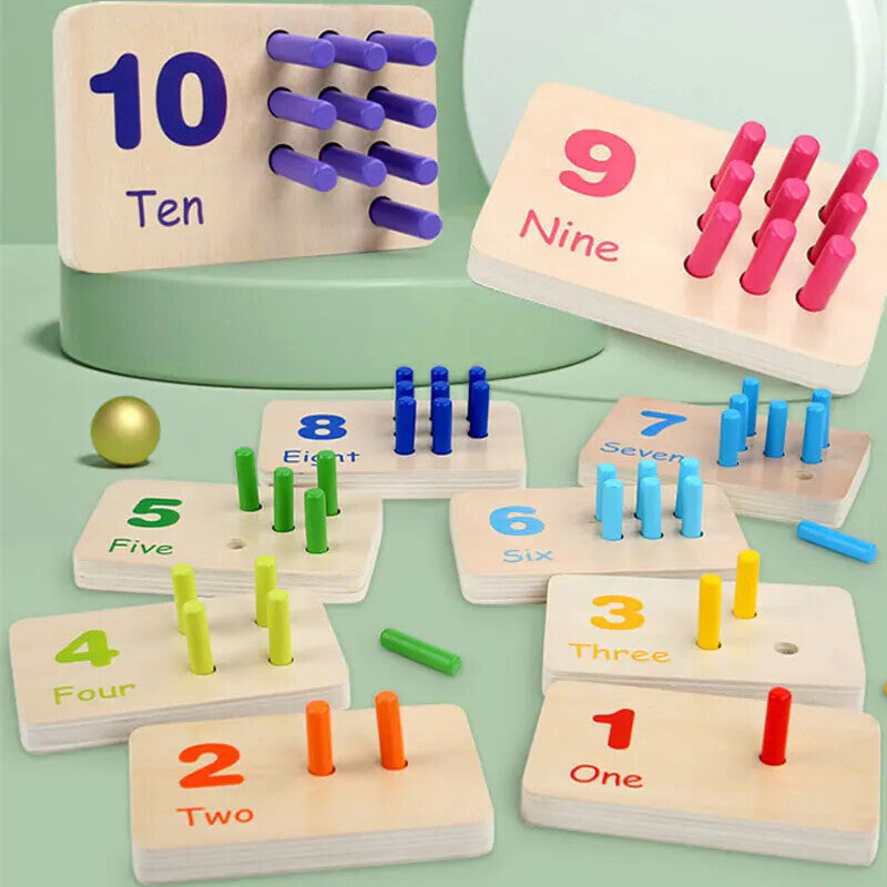 Montessori Wooden Math Toy Cognition Stick Game Color Digital Learning Board