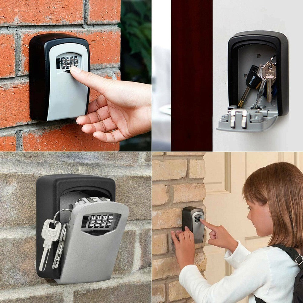 Wall Mounted Safe Key Full Metal Box, With Lock & Waterproof Cover Home Keys