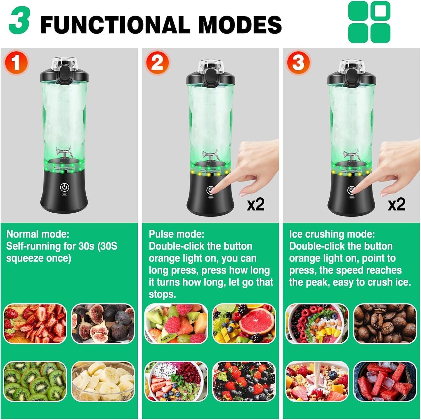 Portable Blender Bottle Cordless,6 Blades+600ml Blender Cup for Gym, Kitchen