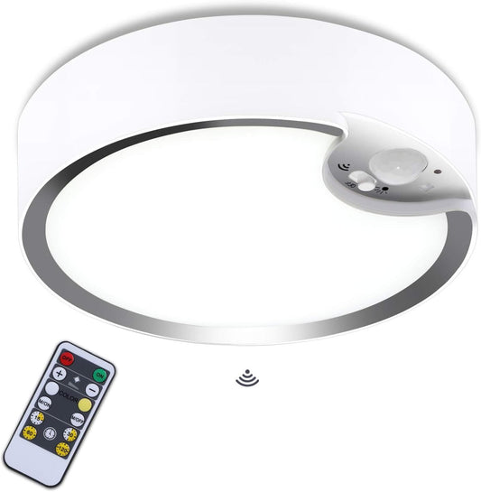 Motion Sensor Ceiling Light Battery Operated Dimmable Light w/Remote for Bedroom