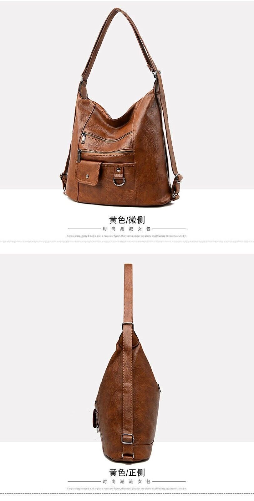 New Lady Handbags Shoulder Bags Soft Leather for Women Large Capacity Brown