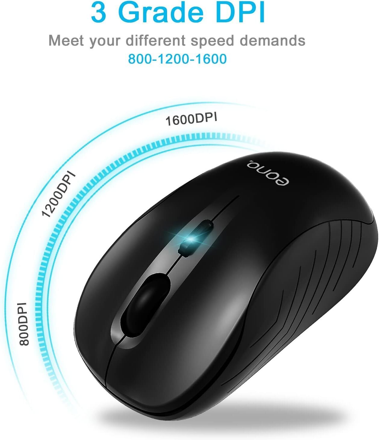 Wireless Mouse for Laptop Computer 2.4G Silent Optical Mouse 1600DPI USB Mice