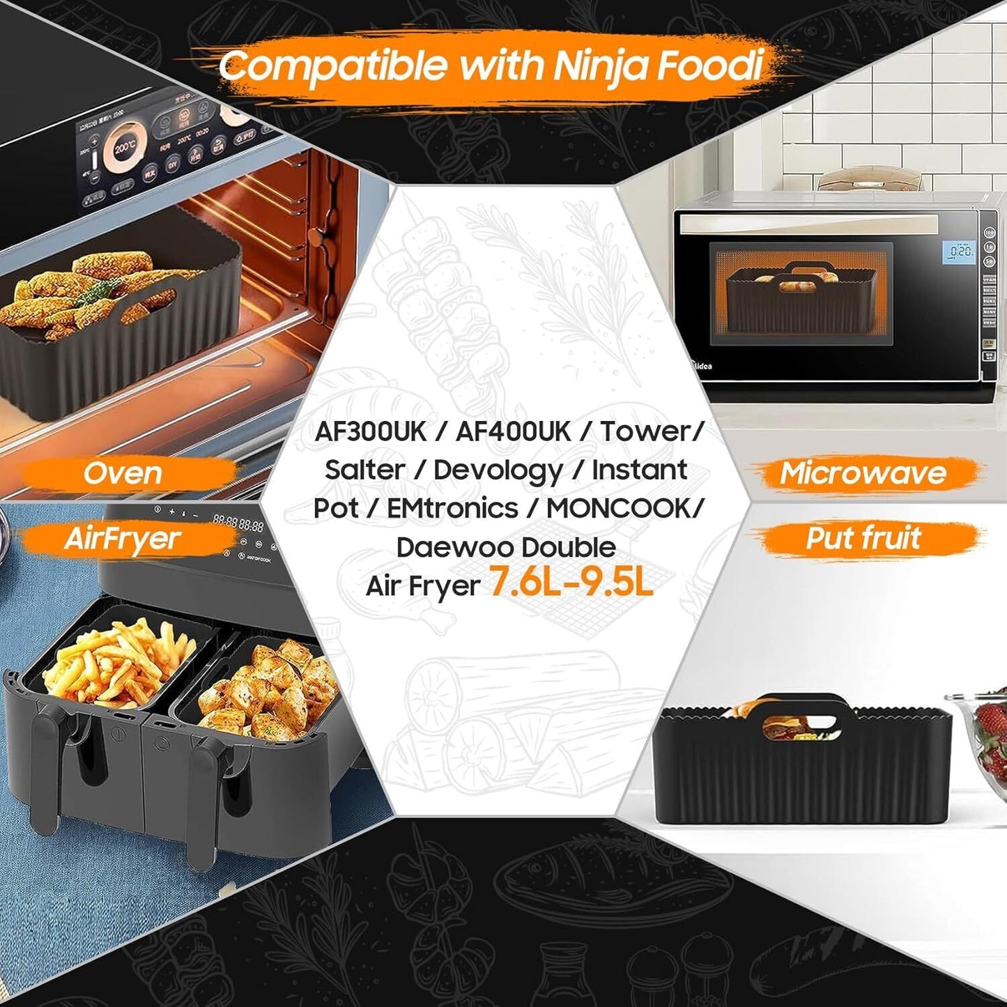 9 PCS Air Fryer Liners & Air Fryer Rack etc for Ninja Dual AF400UK & AF300UK