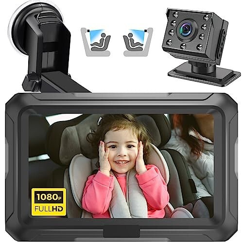 Baby Car Camera,1080P Baby Car Mirror 4.3'' Display For Rear Seat, Night Vision