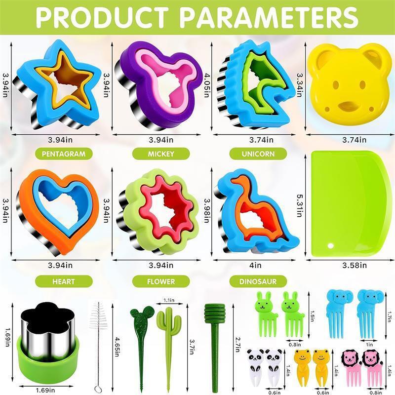 Sandwich Cookie Cutters&Sealer, DIY Cake Decors Molds Fruit Cutters with Fork