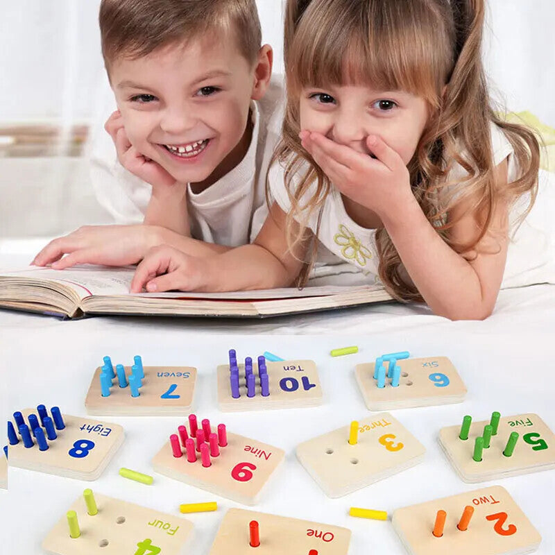 Montessori Wooden Math Toy Cognition Stick Game Color Digital Learning Board