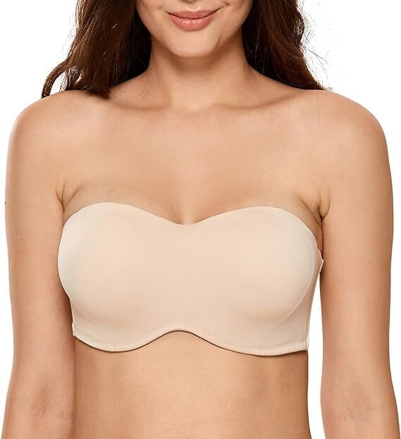 Women's Strapless Bras Underwire Support Non Padded Plus Size 34B/44D