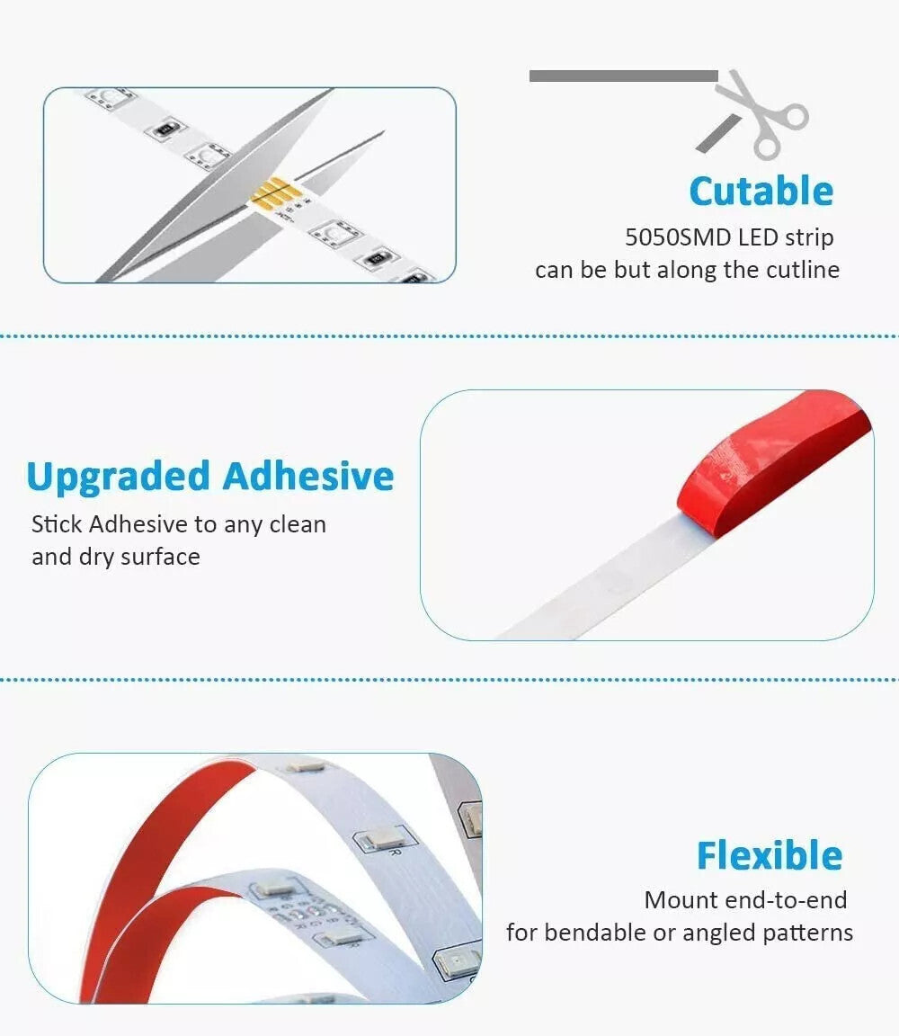 32FT Lighting LED Strip Lights with Remote,RGB Colour Changing Light,APP Control