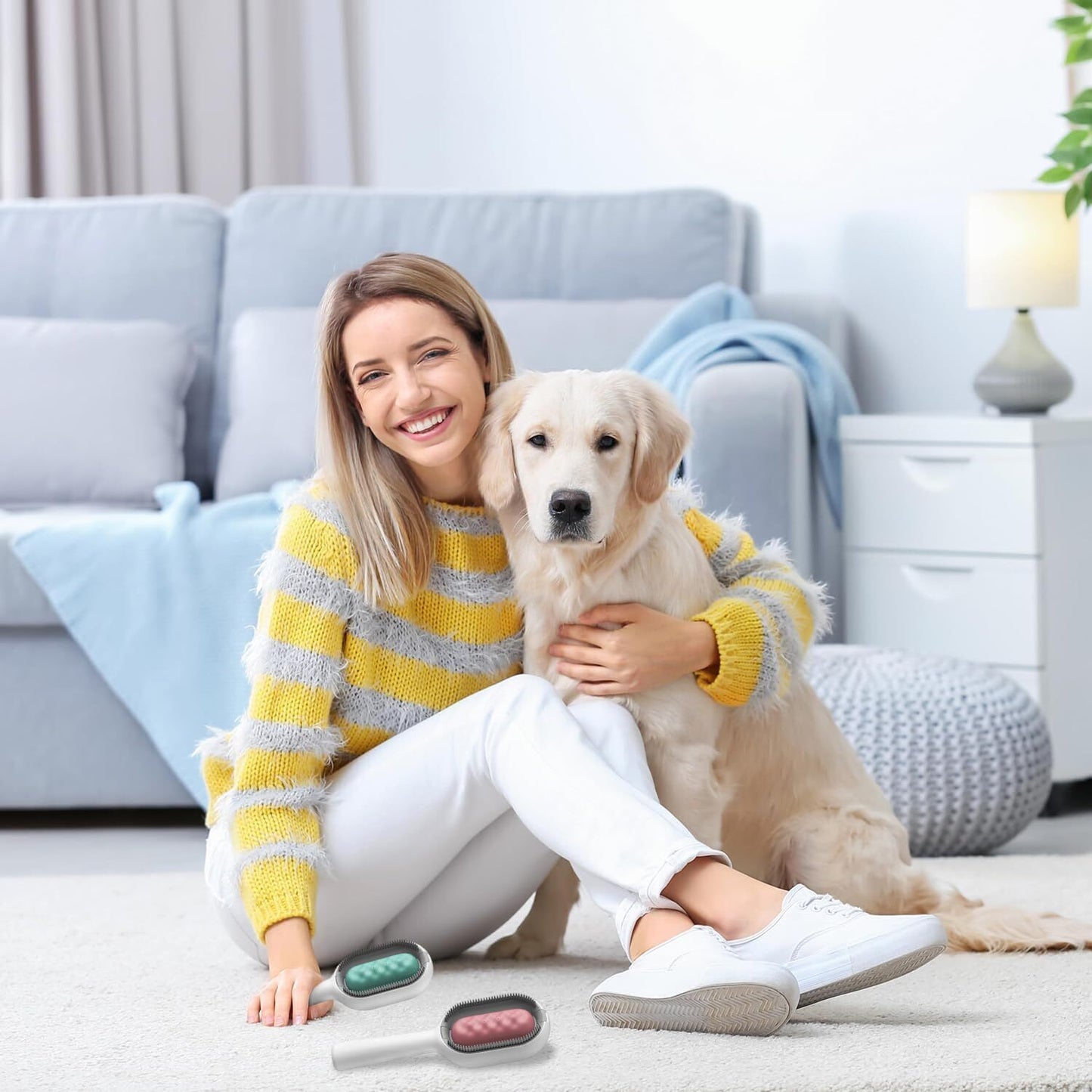 2Pack Cat Brush, Pet Cleaning Brush, Massage Care Hair Removal Comb w/Water Tank