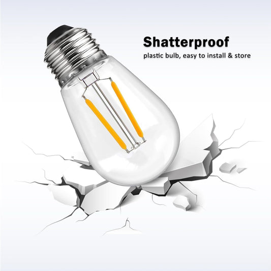 15 Pack E27 2W S14 LED Edison Screw Bulb, For Outdoor String Lights,Festival