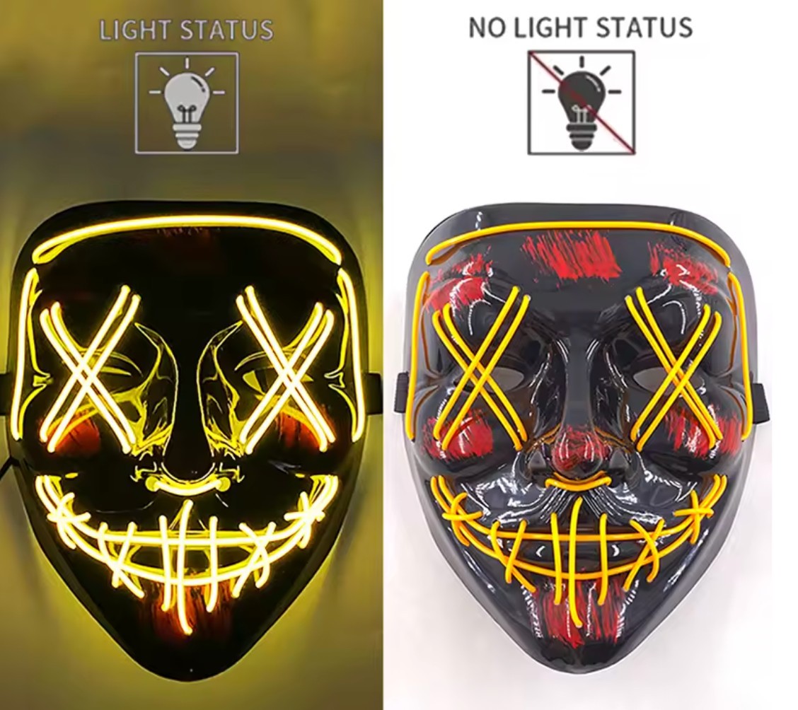 Purge Inspired Halloween Mask LED Scary Light Up Cosplay Fancy Costume Neon