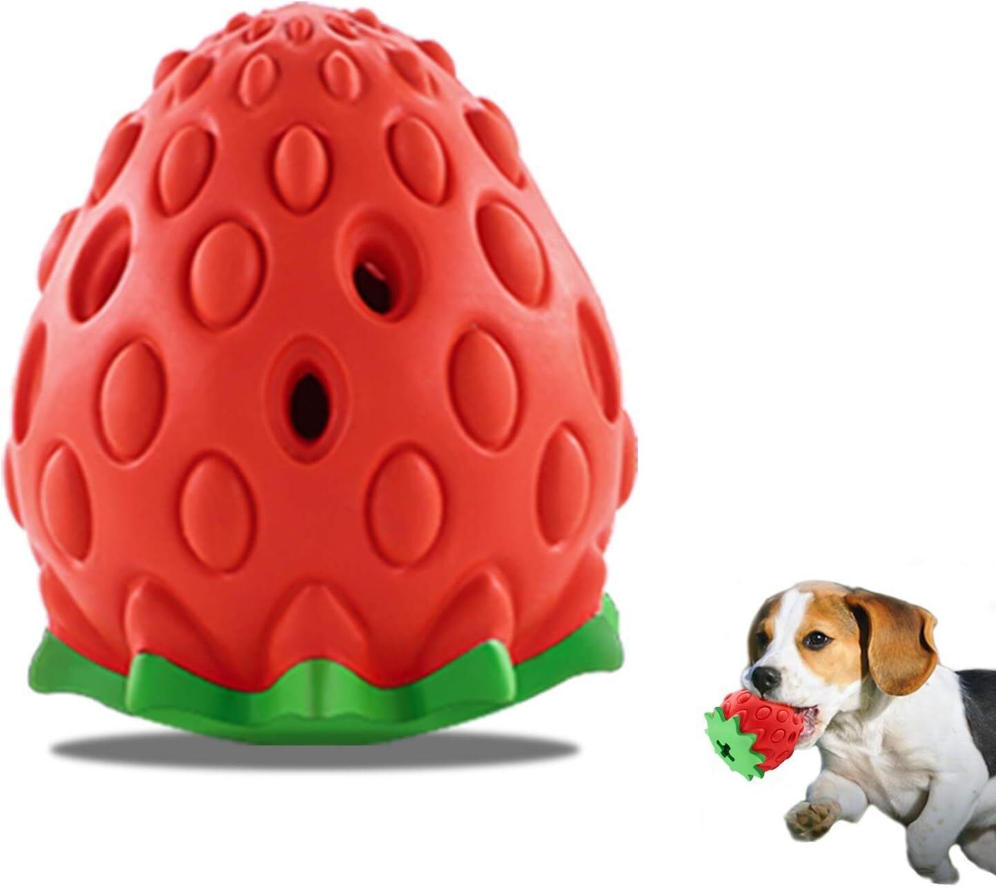 Strawberry Flavor Chew Toy for Aggressive Chewers, Dog Toothbrush Toy