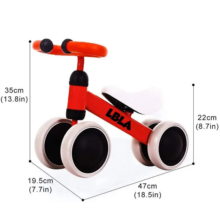 Balance Bike for 1-3 Years Old 4 Wheels Safe No Pedal First Training Gift PINK