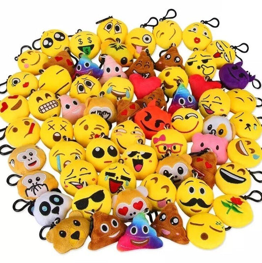 49PC Emoticon Keychain Mini Cute Plush Pillows, Party Favors for Kids Gifts