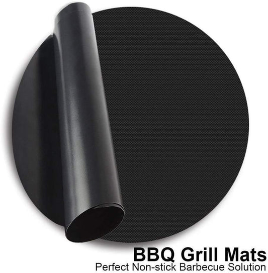 3Pcs Round BBQ Grill Mat Set Non Stick Reusable 40cm Baking Mats For BBQ Cooking
