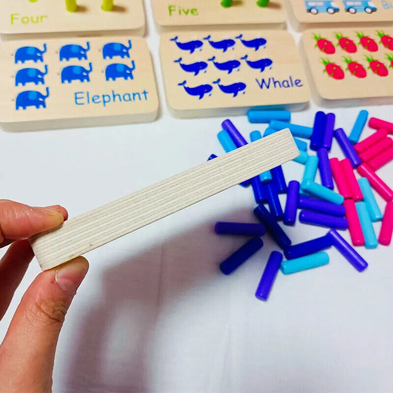 Montessori Wooden Math Toy Cognition Stick Game Color Digital Learning Board