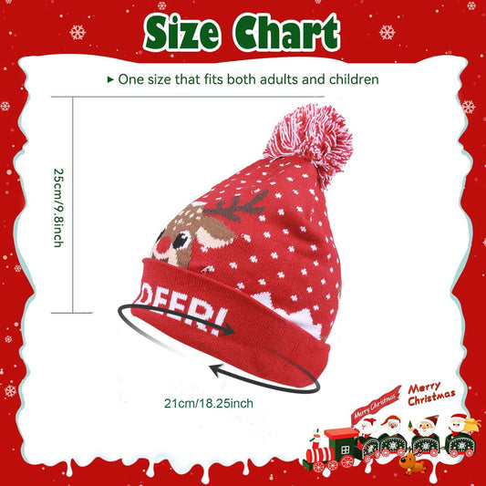 2Pcs Christmas LED Light Up Hat, 6 Colorful LED Unisex,Xmas Beanie Knitted Hat