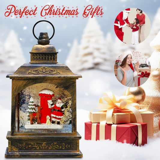 10'' Christmas Musical Decor,Santa Claus Water Lantern Lighted USB ,Xmas Gifts