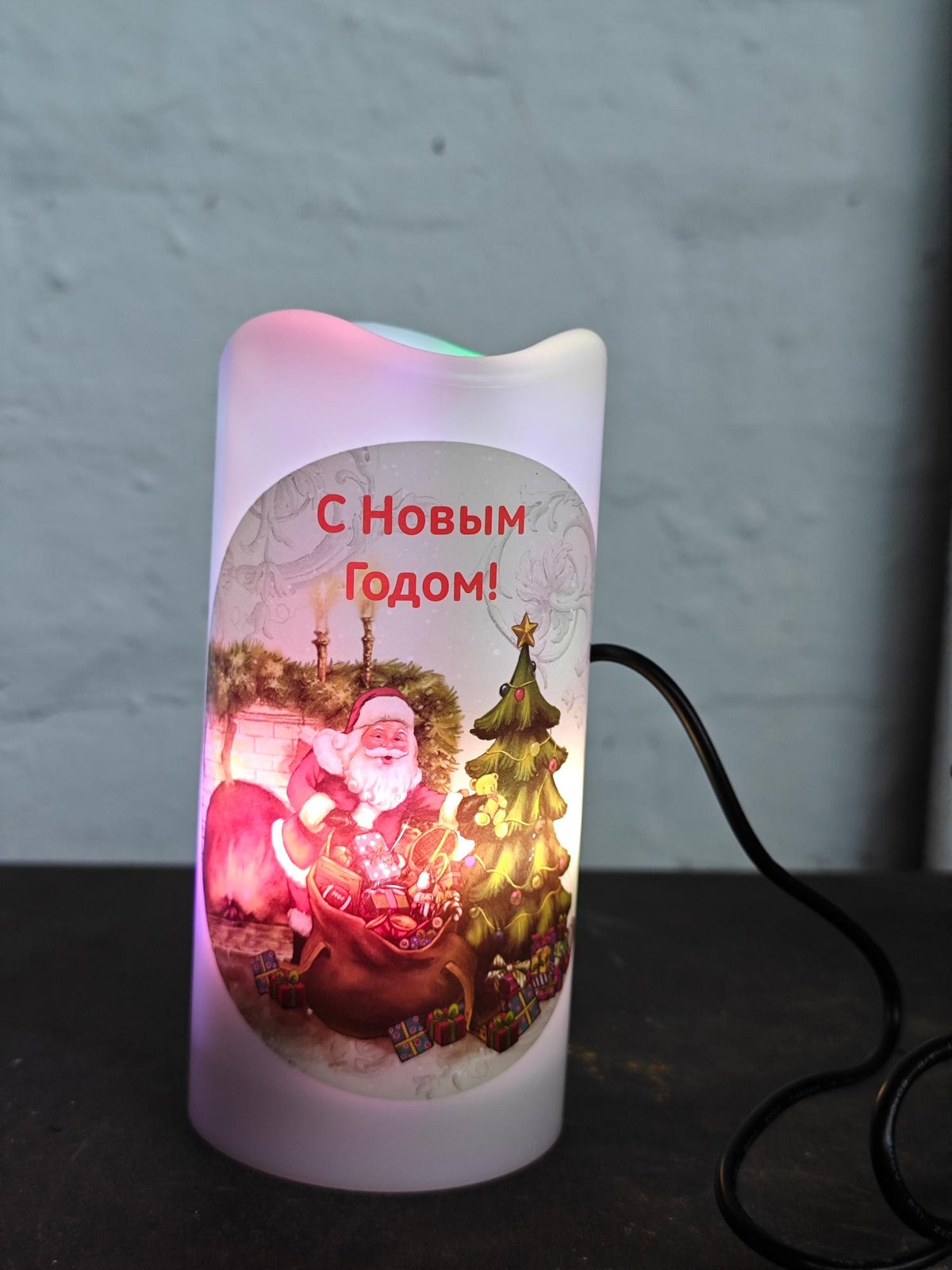 Christmas Decoration,Santa Warm White LED Projector Light,Xmas Wax Candle 15cm
