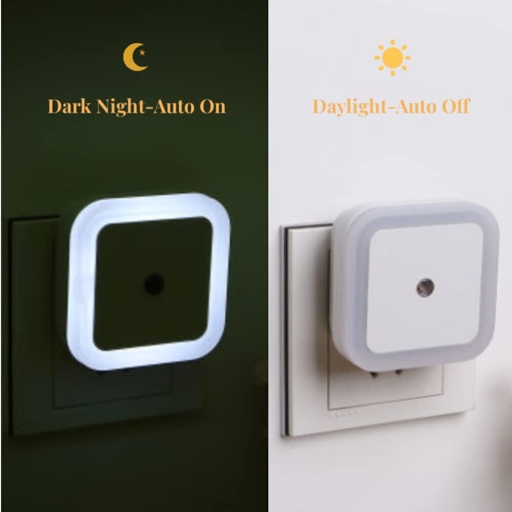 4Pcs Automatic LED Night Light Plug In Energy Saving Dusk To Dawn Sensor Lamp