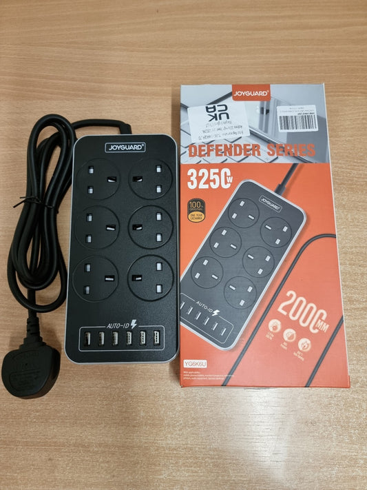 Joyguard 6-port USB power strip with surge protection and 2 meter cable 6 ports